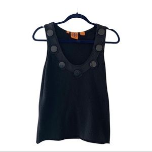 Tory Burch Black Cashmere Sleeveless Shirt Size Large